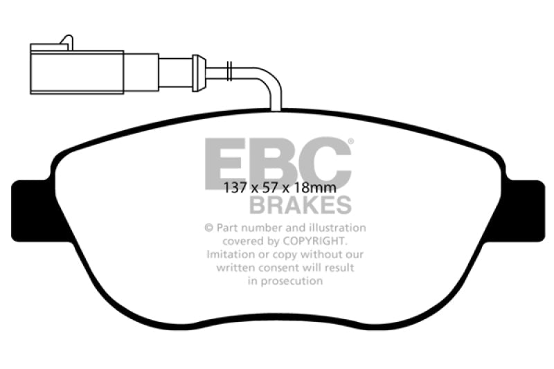 EBC 12+ Fiat 500 1.4 Turbo Abarth Greenstuff Front Brake Pads Brake Pads - Performance