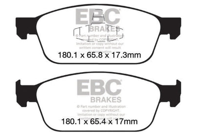 EBC 12+ Ford Focus 2.0 Turbo ST Greenstuff Front Brake Pads Brake Pads - Performance