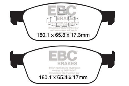 EBC 12+ Ford Focus 2.0 Turbo ST Redstuff Front Brake Pads Brake Pads - Performance