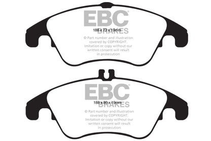 EBC 12+ Mercedes - Benz C250 Coupe 1.8 Turbo Sport Edition Redstuff Front Brake Pads Brake Pads - Performance