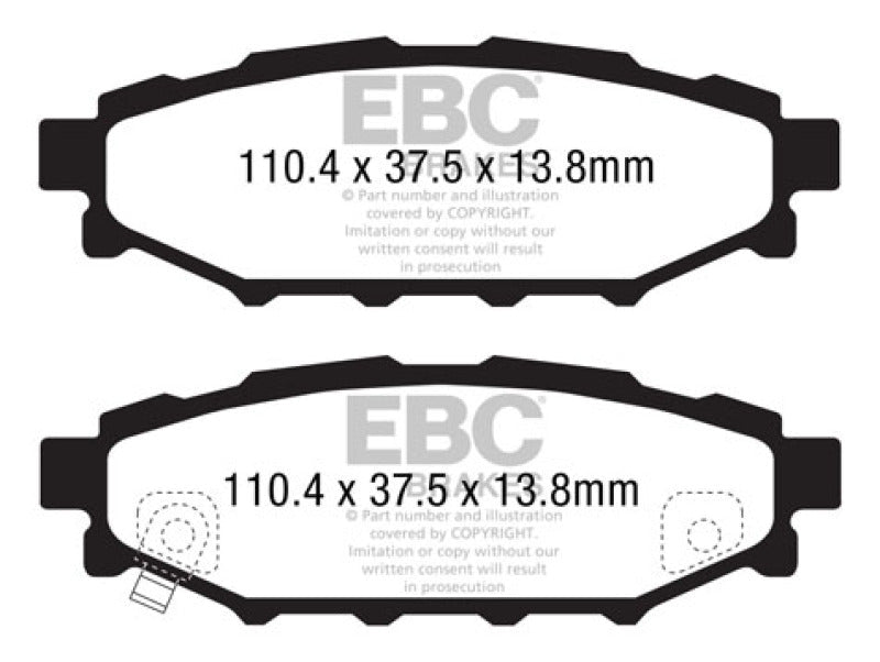 EBC 12+ Subaru BRZ 2.0 (solid rear rotors) Greenstuff Rear Brake Pads Brake Pads - Performance
