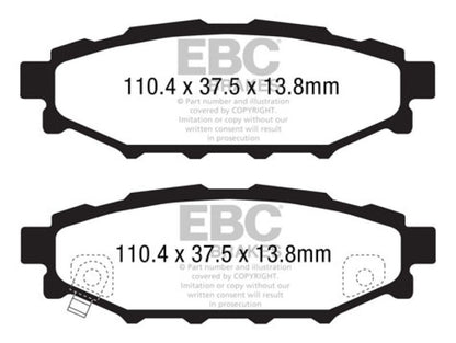 EBC 12+ Subaru BRZ 2.0 (solid rear rotors) Greenstuff Rear Brake Pads Brake Pads - Performance