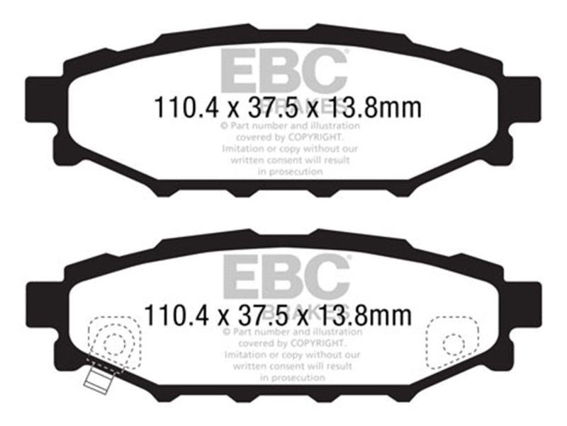 EBC 12+ Subaru BRZ 2.0 (solid rear rotors) Greenstuff Rear Brake Pads Brake Pads - Performance
