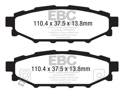 EBC 12+ Subaru BRZ 2.0 (solid rear rotors) Greenstuff Rear Brake Pads Brake Pads - Performance