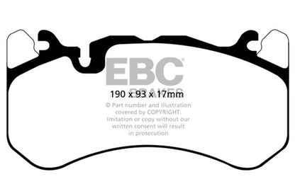 EBC 13 - 14 Audi RS7 4.0TT (w/Cast Iron Rotors & Trapezoid Weights) Redstuff Front Brake Pads Brake Pads - Performance