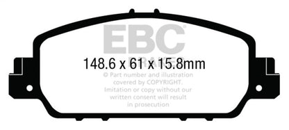 EBC 13 - 17 Honda Accord Coupe 2.4 EX Redstuff Front Brake Pads Brake Pads - Performance