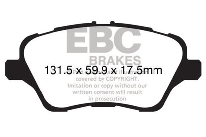 EBC 13+ Ford Fiesta 1.6 Turbo ST Redstuff Front Brake Pads Brake Pads - Performance