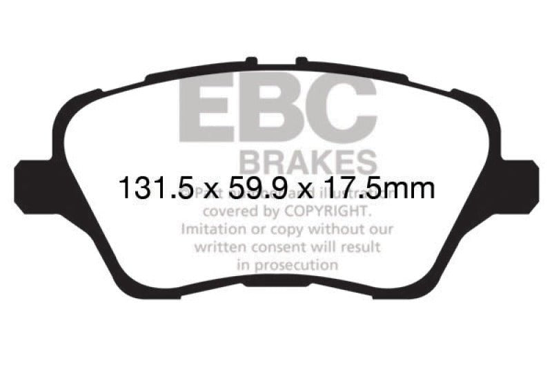 EBC 13+ Ford Fiesta 1.6 Turbo ST Redstuff Front Brake Pads Brake Pads - Performance