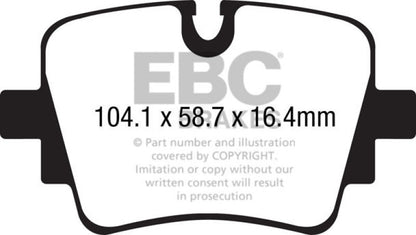 EBC 13+ Jaguar F - Type (Cast Iron Rotors Only) 3.0 Supercharged (340) Redstuff Rear Brake Pads Brake Pads - Performance