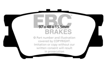 EBC 13+ Lexus ES300h 2.5 Hybrid Greenstuff Rear Brake Pads Brake Pads - Performance