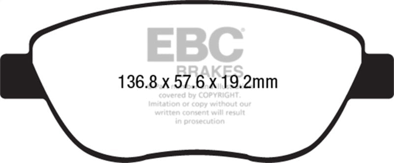 EBC 14 - 17 Fiat 500 Redstuff Ceramic Low Dust Front Brake Pads Brake Pads - Performance