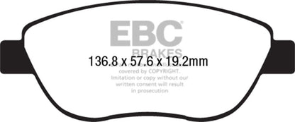 EBC 14 - 17 Fiat 500 Redstuff Ceramic Low Dust Front Brake Pads Brake Pads - Performance