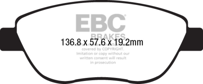 EBC 14 - 17 Fiat 500 Redstuff Ceramic Low Dust Front Brake Pads Brake Pads - Performance