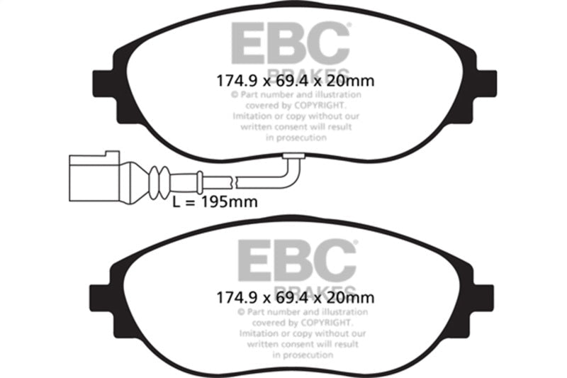 EBC 14 - 20 Audi S3 2.0 Turbo Redstuff Front Brake Pads Brake Pads - Performance