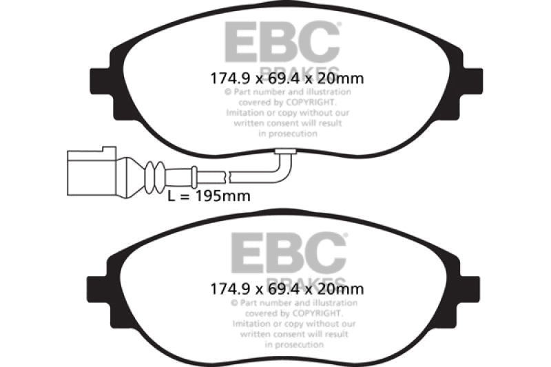 EBC 14 - 20 Audi S3 2.0 Turbo Redstuff Front Brake Pads Brake Pads - Performance