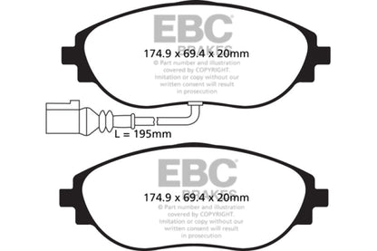 EBC 14 - 20 Audi S3 2.0 Turbo Redstuff Front Brake Pads Brake Pads - Performance