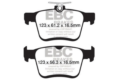 EBC 14+ Audi A3 1.8 Turbo (w/Electronic Parking Brake) Greenstuff Rear Brake Pads Brake Pads - Performance