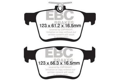 EBC 14+ Audi A3 1.8 Turbo (w/Electronic Parking Brake) Greenstuff Rear Brake Pads Brake Pads - Performance