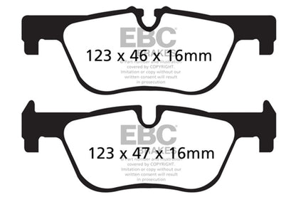 EBC 14+ BMW 228 Coupe 2.0 Turbo ATE calipers Redstuff Rear Brake Pads Brake Pads - Performance