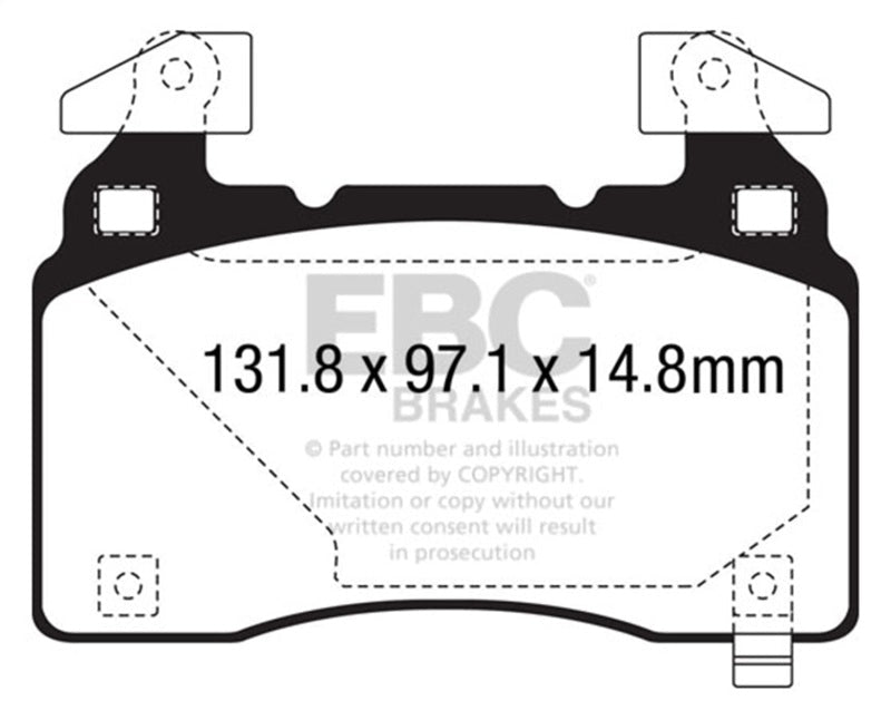 EBC 14+ Cadillac CTS Vsport 3.6 Twin Turbo Redstuff Front Brake Pads Brake Pads - Performance