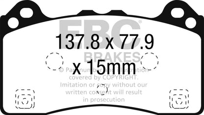 EBC 16 - 18 Ford Focus RS Redstuff Ceramic Low Dust Front Brake Pads Brake Pads - Performance