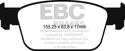 EBC 2017+ Audi A4 2.0L Turbo (B9) Redstuff Front Brake Pads Brake Pads - Performance