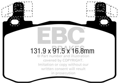 EBC 2017+ Kia Stinger 3.3L Twin Turbo Redstuff Front Brake Pads Brake Pads - Performance