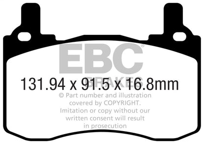 EBC 2017+ Kia Stinger 3.3L Twin Turbo Redstuff Rear Brake Pads Brake Pads - Performance
