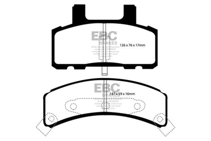 EBC 97 - 99 Cadillac Deville 4.6 (Rear Drums) Yellowstuff Front Brake Pads Brake Pads - Performance