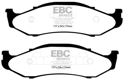 EBC 97 - 99 Jeep Cherokee 2.5 82mm High Rotors Yellowstuff Front Brake Pads Brake Pads - Performance