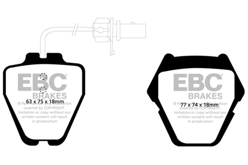 EBC 99 - 01 Audi A6 Quattro 2.7 Twin Turbo Sedan (8 Pad Set) Redstuff Front Brake Pads Brake Pads - Performance