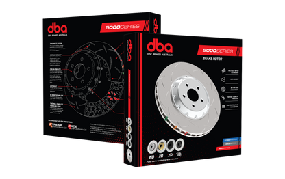 DBA 04-07 STi/2017 BRZ w/Perf. Pkg. 10 Hole Front Slotted 5000 Series 2/PC Rotor Assembled w/Blk Hat