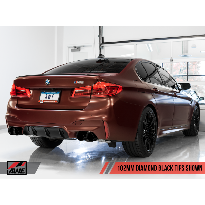 AWE Tuning 18-19 BMW F90 M5 Track Edition Axle-Back Exhaust- Black Diamond Tips