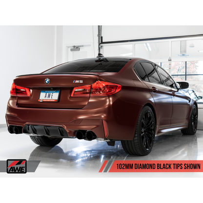 AWE Tuning 18-19 BMW M5 (F90) 4.4T AWD Cat-back Exhaust - Track Edition (Diamond Black Tips)