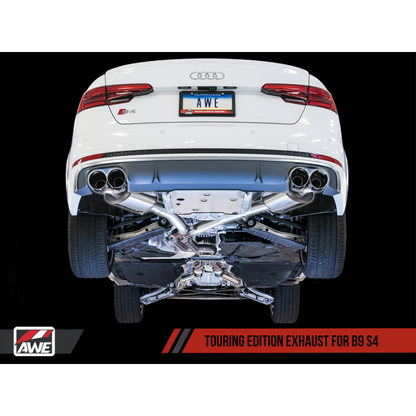 AWE Tuning Audi B9 S4 Touring Edition Exhaust - Non-Resonated (Silver 102mm Tips)