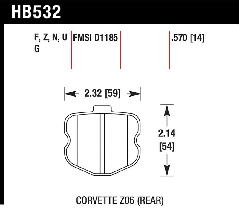 Hawk 06-10 Chevy Corvette (OEM Pad Design) Rear HP+ Street Brake Pads