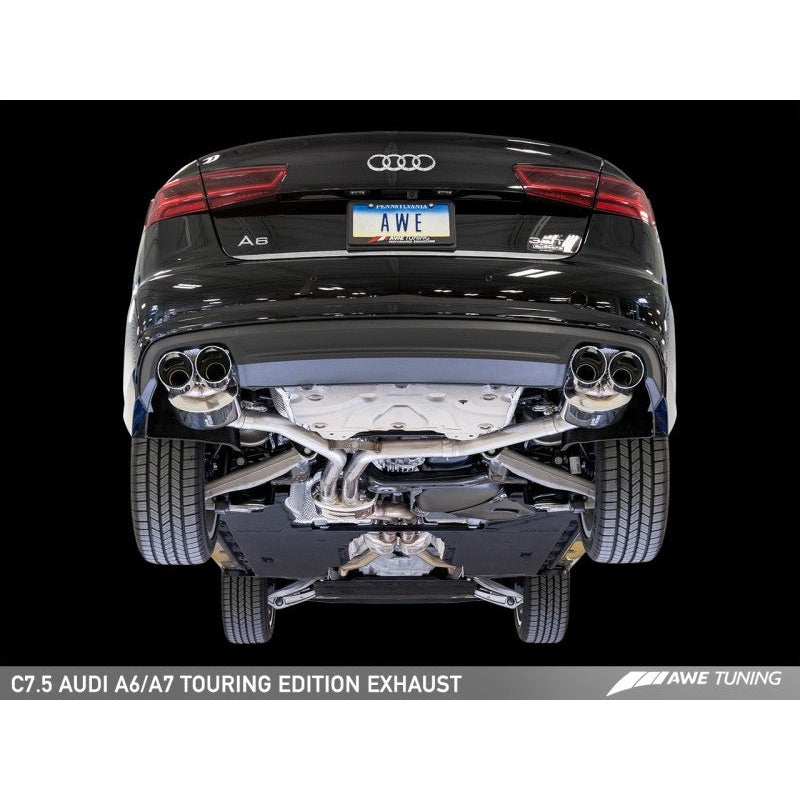 AWE Tuning Audi C7.5 A6 3.0T Touring Edition Exhaust - Quad Outlet Chrome Silver Tips