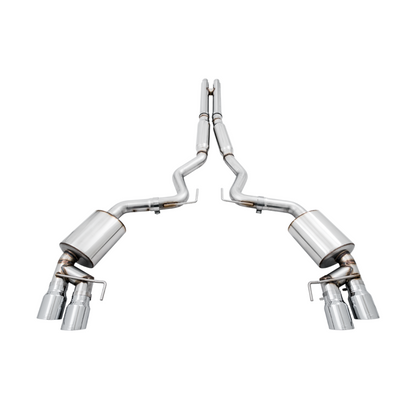 AWE Tuning 2018+ Ford Mustang GT (S550) Cat-back Exhaust - Touring Edition (Quad Chrome Silver Tips)