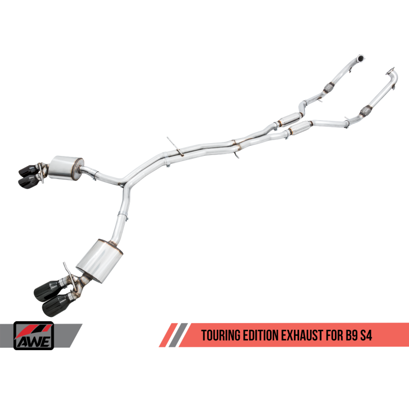 AWE Tuning Audi B9 S4 Touring Edition Exhaust - Non-Resonated (Black 102mm Tips)