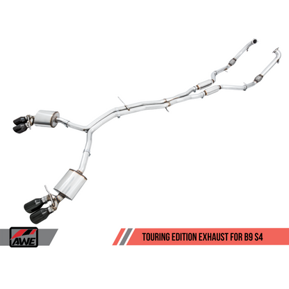 AWE Tuning Audi B9 S4 Touring Edition Exhaust - Non-Resonated (Black 102mm Tips)