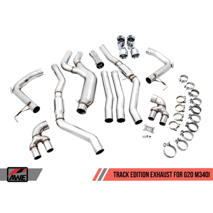 AWE Tuning 2019+ BMW M340i (G20) Non-Resonated Touring Edition Exhaust - Quad Chrome Silver Tips