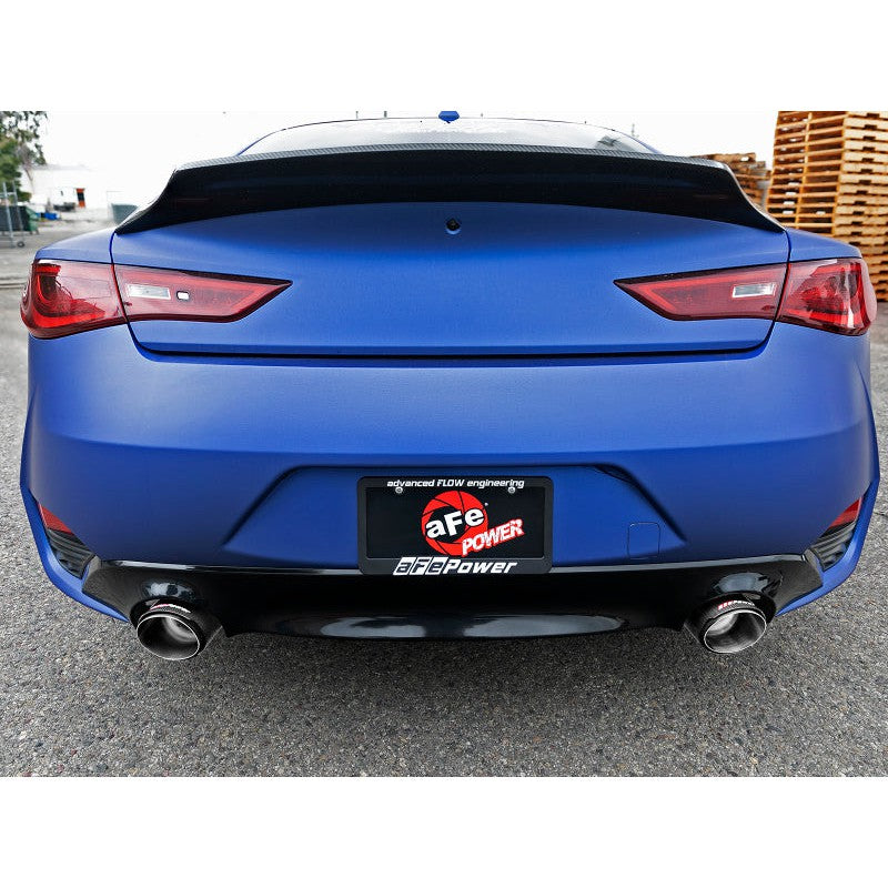aFe POWER Takeda 2.5in 304 SS Axle-Back Exhaust w/ Carbon Fiber Tips 17-19 Infiniti Q60 V6-3.0L (tt)