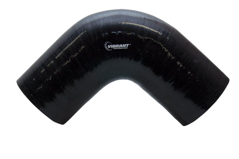 Vibrant 4 Ply Reinforced Silicone Elbow Connector - 3.5in I.D. - 90 deg. Elbow (BLACK)