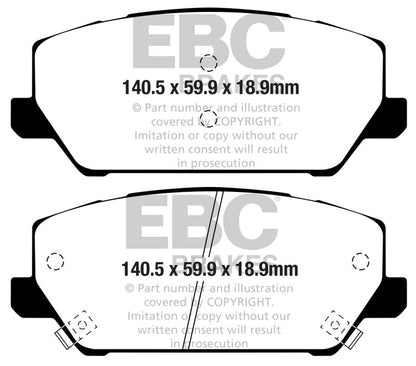 EBC 2019+ Hyundai Veloster Turbo N (2nd Gen) 2.0L Ultimax Front Brake Pads