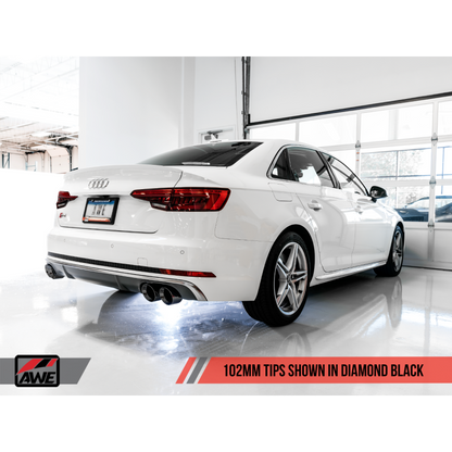 AWE Tuning Audi B9 S4 Touring Edition Exhaust - Non-Resonated (Black 102mm Tips)