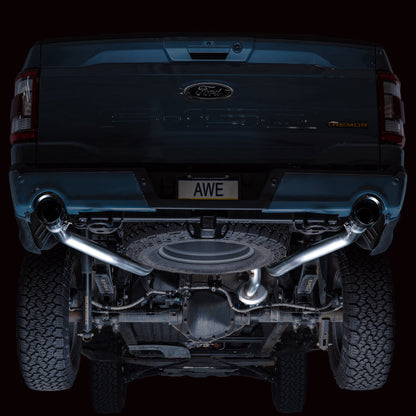AWE Tuning Tuning 2021+ Ford F-150 Tremor (w/ Bumper Cutouts) 0FG Non-Resonated Catback -Diamond Black Tips