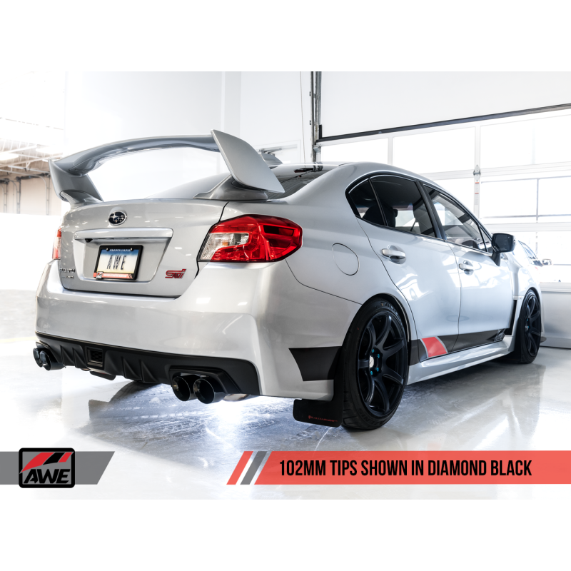 AWE Tuning Subaru STI VA / WRX GV / STI GV Sedan Touring Edition Exhaust - Diamond Black Tip (102mm)