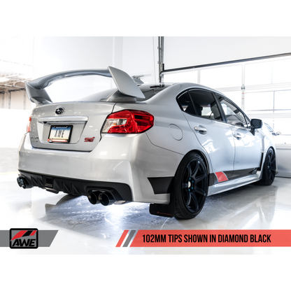 AWE Tuning Subaru STI VA / WRX GV / STI GV Sedan Touring Edition Exhaust - Diamond Black Tip (102mm)