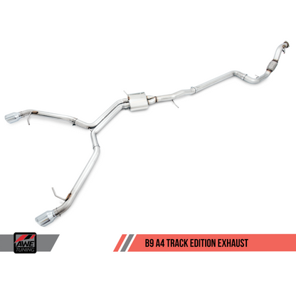 AWE Tuning Audi B9 A4 Track Edition Exhaust Dual Outlet - Chrome Silver Tips (Includes DP)