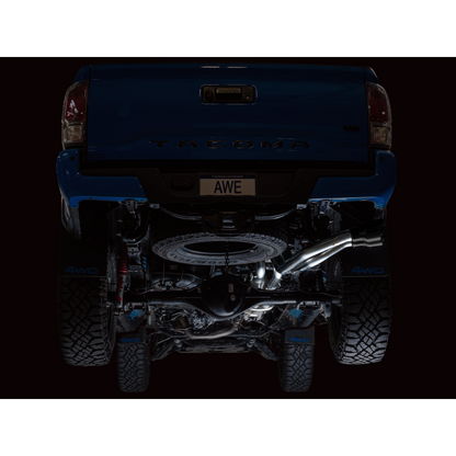 AWE 16-22 Toyota Tacoma 0FG Catback Exhaust w/ BashGuard - Dual Diamond Black Tips